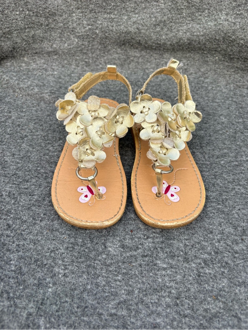 Joe Fresh Gold Flower T-Strap Sandals for Kids